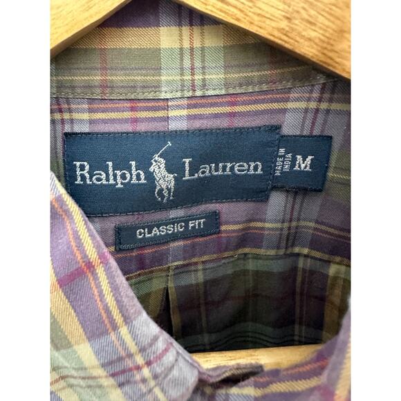 Ralph Lauren Classic Fit Purple Plaid Long Sleeve Button-Up Shirt Men's Medium - Picture 3 of 4